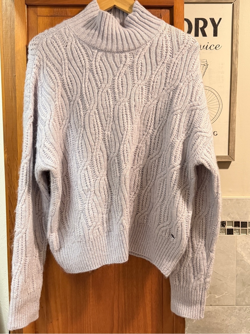 Vineyard Vines Cable Knit Turtleneck Sweater Lavender Size L